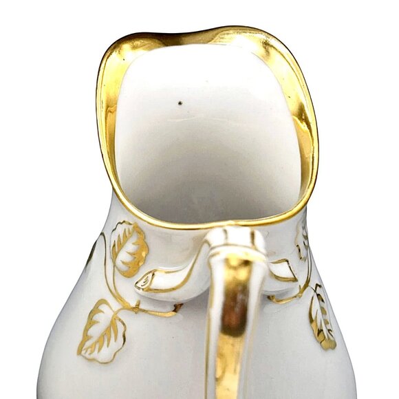 French H& C Haviland Limoges White Porcelain Milk Pitcher With Gold Accents - Picture 3 of 8
